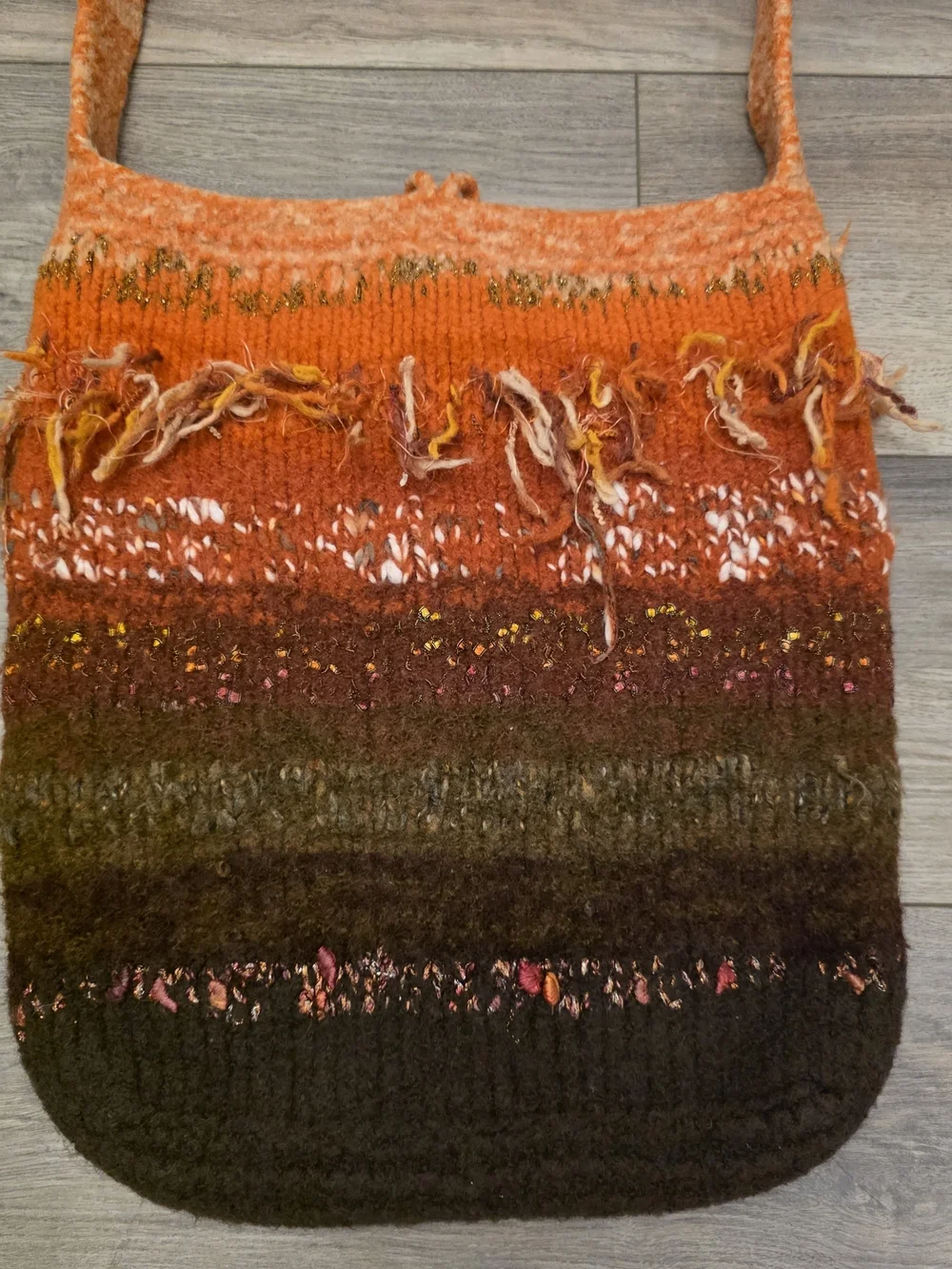 One-of-a-Kind Handmade Boho Felted Wool Hobo Shoulder Bag